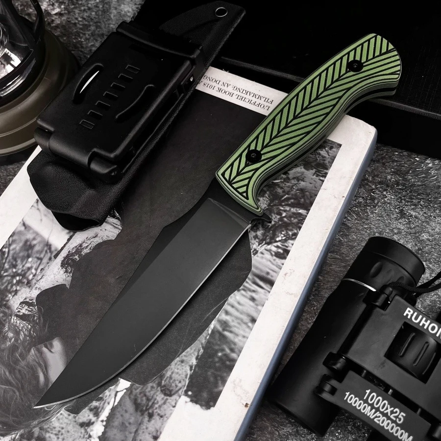 الأخضر المهنية سكين هنتر 8Cr13Mov شفرة ثنائي اللون G10 مقبض عالية صلابة بقاء المحمولة الدفاع عن النفس سكينة تكتيكية