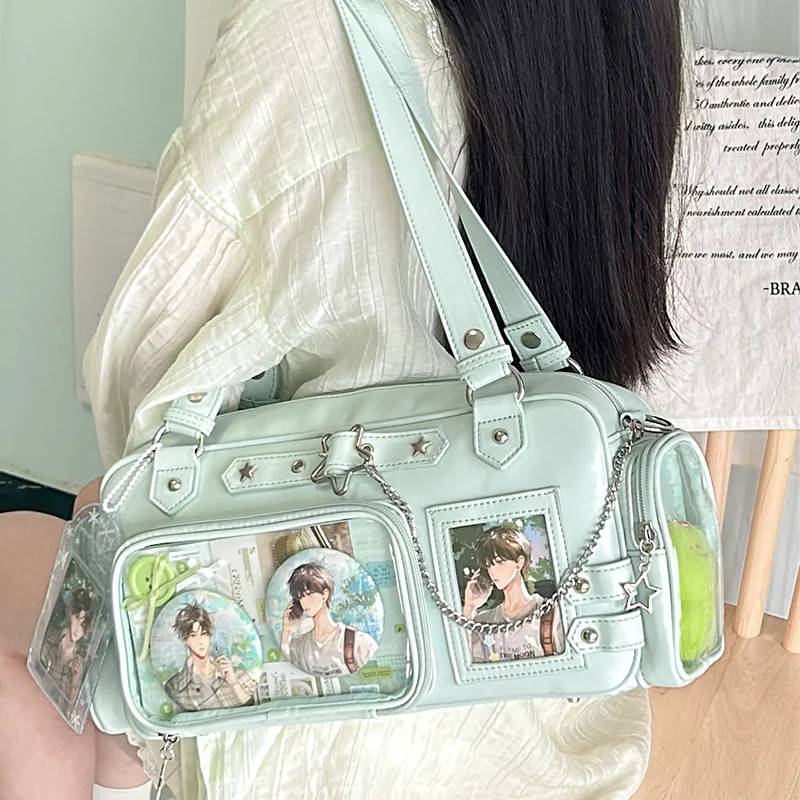 

Popular Large-capacity Ita Shoulder Bag For Student Trendy Japanese Style Transparent Crossbody Bag Cute Candy Color Commuter