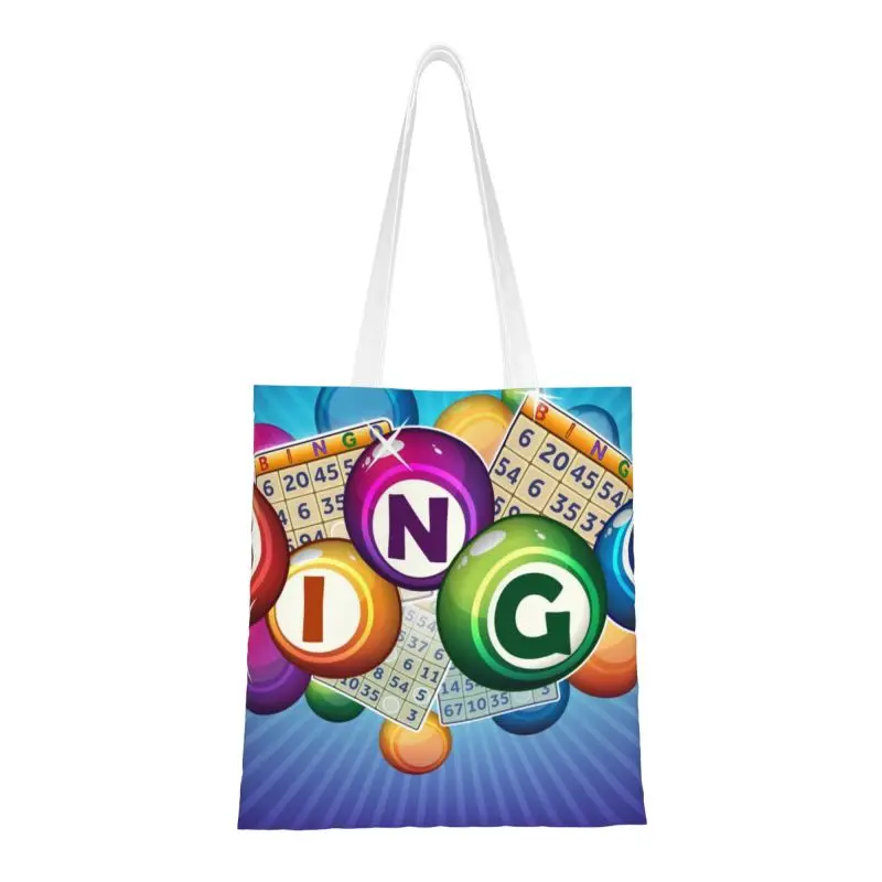 

Fashion Bingo Paper Game Shopping Tote Bag Reusable Canvas Grocery Shopper Shoulder Bag