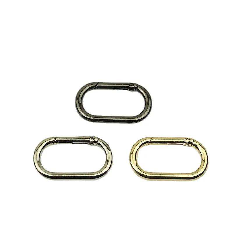 

5pcs 34mm Spring Metal Oval O Rings Buckles Trigger Clasp Clip for Bag Strap Webbing Keychain Carabiner DIY Handbag Accessory