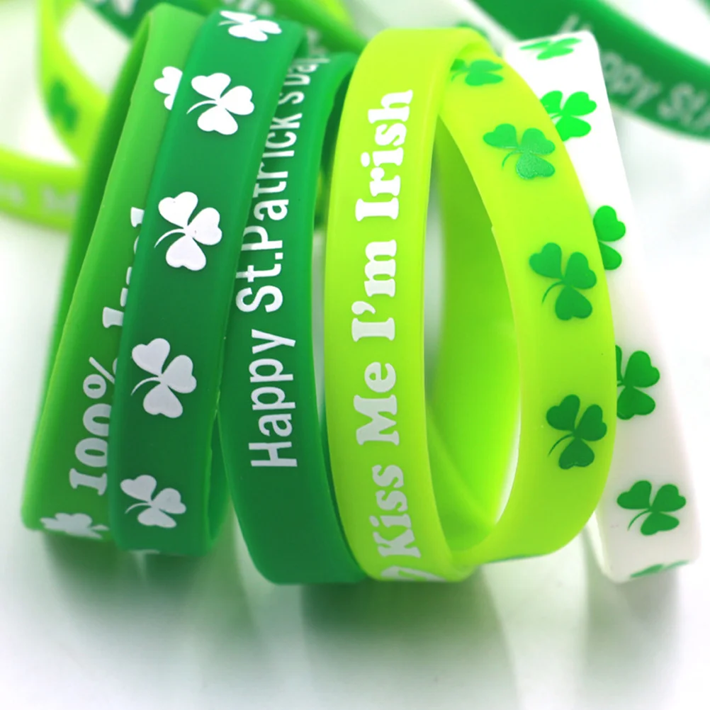 

12Pcs Green Silicone Wristbands St Patrick's Day Party Supplies Unique Wearable Accessory for Men Women Unforgettable Photos