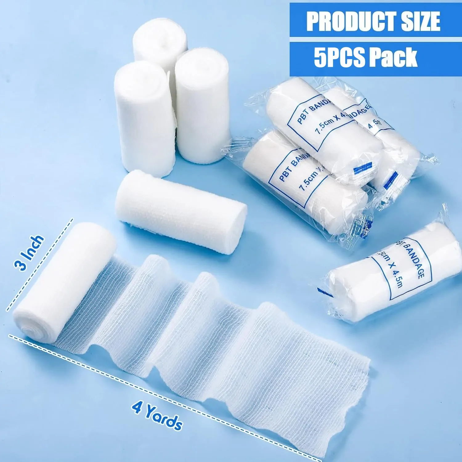 

Breathable PBT Elastic Bandage Medical Supplies Conforming First Aid Gauze For Wound Dressing Fixed Binding Emergency Care