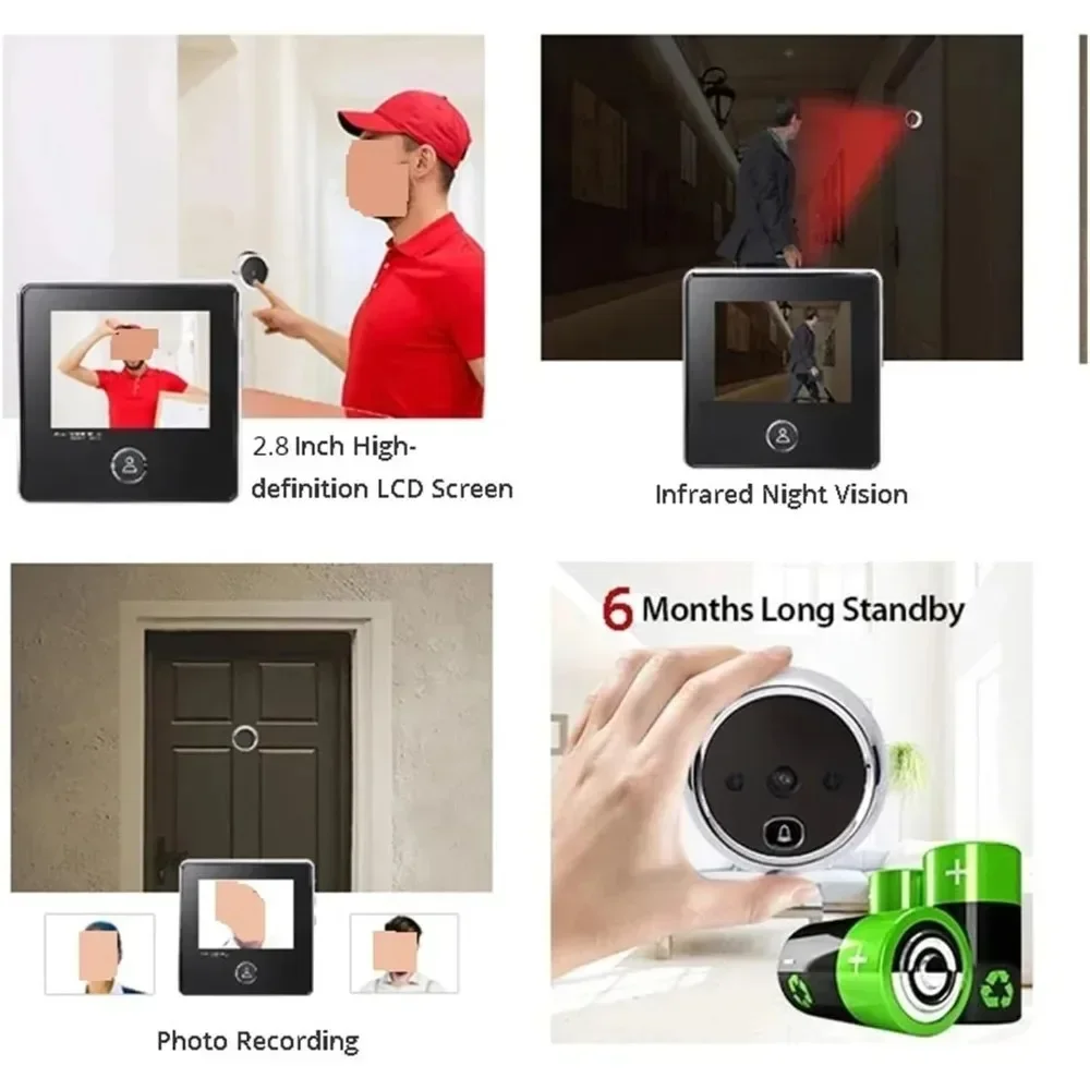 2.8"" LCD Screen Digital Door Camera Electronic Door Viewer Bell Ir Night Door Camera Recording Smart Viewer,
