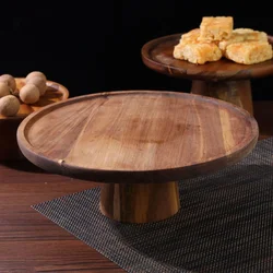 Cake Stand 1pcs Wooden Tall Tray Cake Display Tray Fruit Dinner Plate Tableware Cake Stands Snacks Dessert Plate
