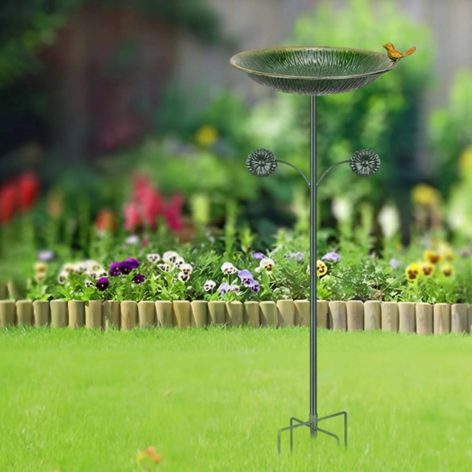 Bird Bath Feeder Bowl Twofold Use Vintage Bird Bath Stand Rustic Design Outdoor Decorative for Backyard - view 2