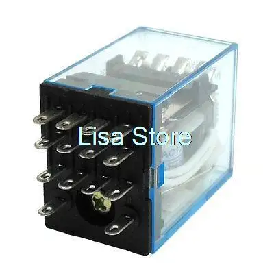 AC 12V Coil Red LED Pilot Light General Purpose Power Relay 4P2T MY4N-J