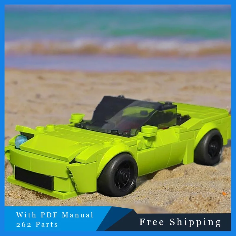 262 peças cidade super carro modular moc luz verde blocos de construção diy montagem bloco de construção modelo aniversário presentes natal 2025