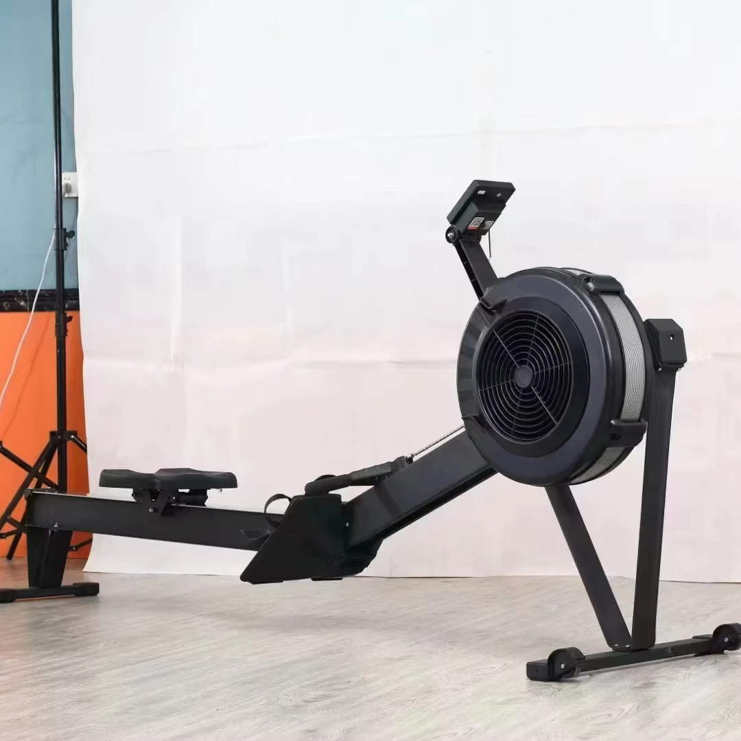 

High Quality Commercial Seated Rowing Machine Wind Resistance Air Rowing with Metal Wheel Fan Iron Construction for Home Use