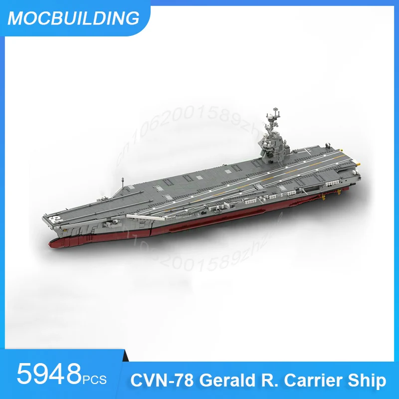 

MOC строительные блоки CVN-78 Gerald R. Переносной корабль масштаб 1:300, Строительные кирпичи, транспортировка, рождественские игрушки, подарки, 5948 шт.