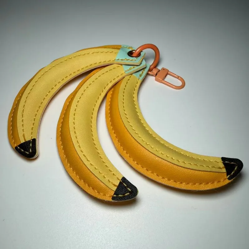 New Exquisite Banana Bag Pendant High-end Leather Pendant Advanced High-quality Texture Niche Banana Car Keychain PU Pendant