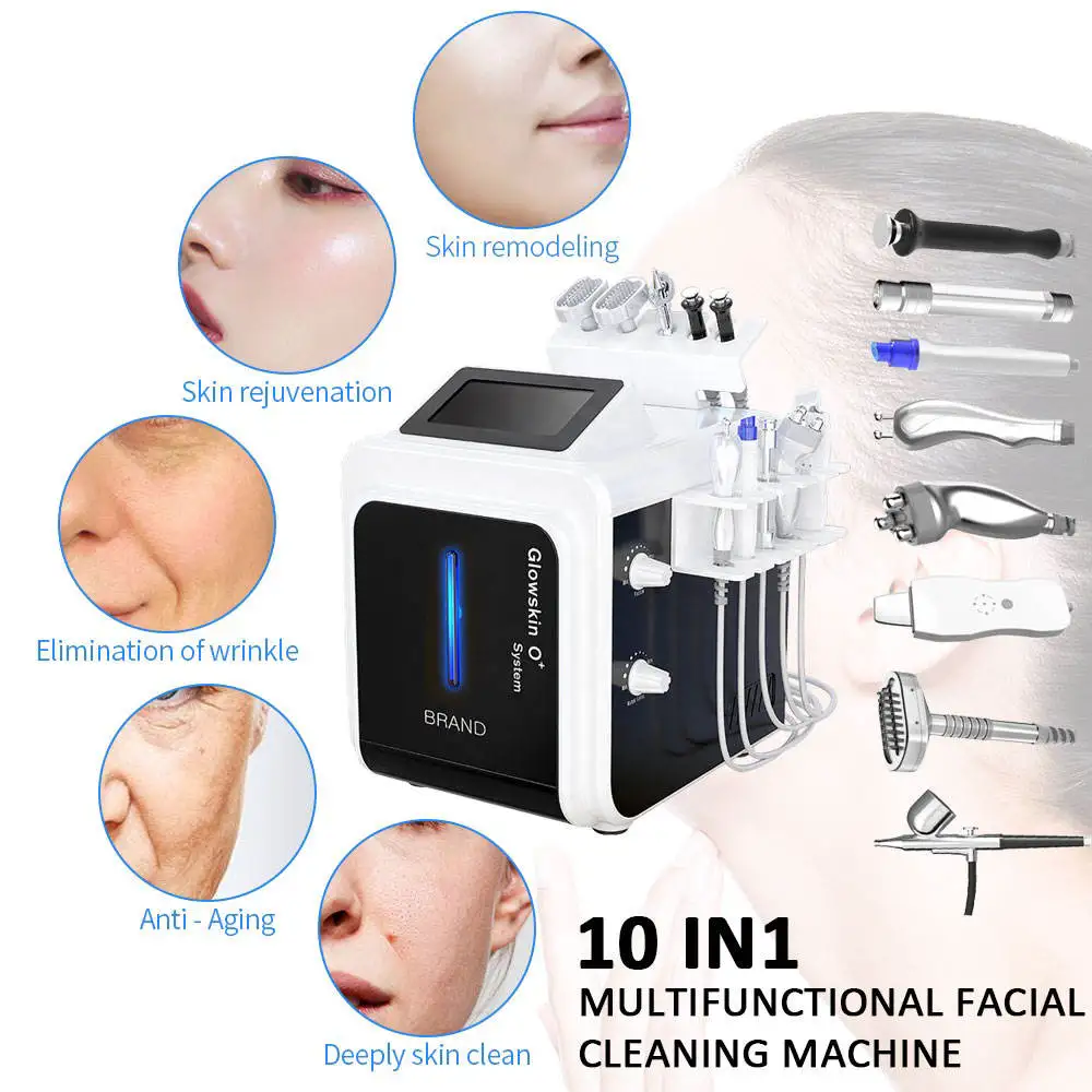 Hidro Dermoabrasão Facial Máquina, RF Bio-lifting Dispositivo, Água De Oxigênio Jet, Aqua Peel, Limpeza De Rosto, Spa, 10 em 1