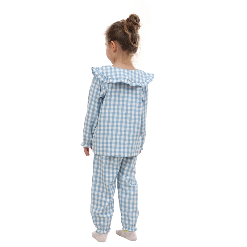 Mudkingdom Girls pigiama Set Peter Pan Collar Cute Plaid Girl pigiama Suit Homewear Toddler pigiama ragazze Jammies Sleepwear