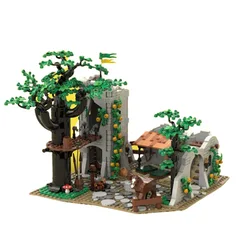 MOC Medieval Forest MOC Outpost Men Camp Street View Architecture Building Blocks Assembled Model Bricks Toys for Children Gift