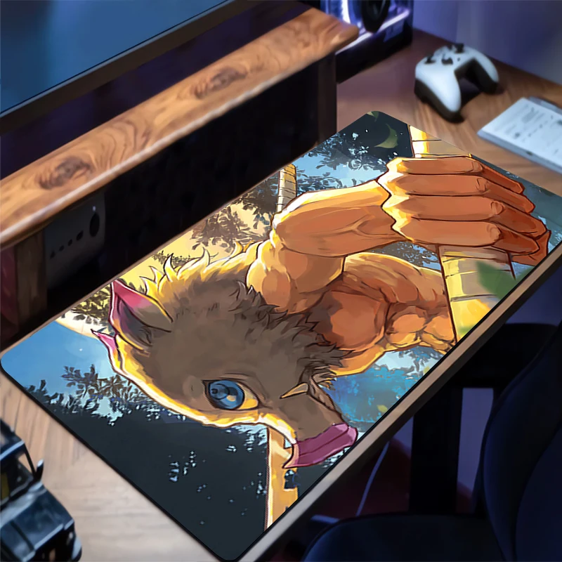 لوحة الماوس D-demon Slayer Inosuke تصميم غير قابل للانزلاق حصيرة مكتبية ملحقات الألعاب حواف مخيطة للمنزل ولعبة للوحة ماوس الألعاب