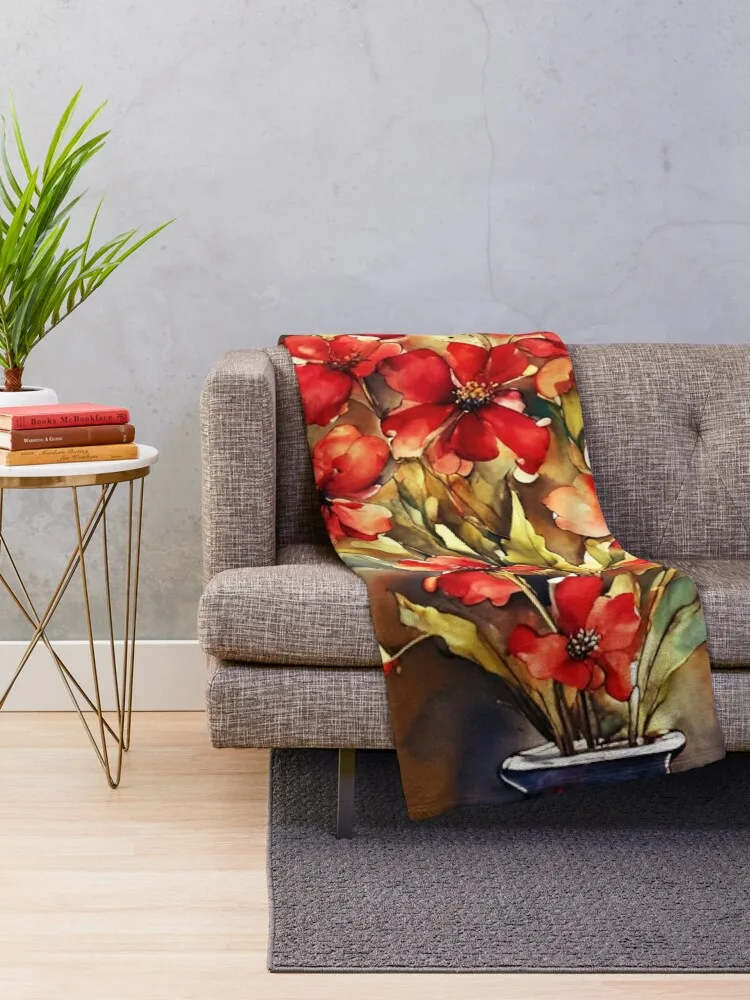 AI Painting Edit- Flower 12 Throw Blanket Summer Thermals For Travel Blankets For Bed Thermal Blankets