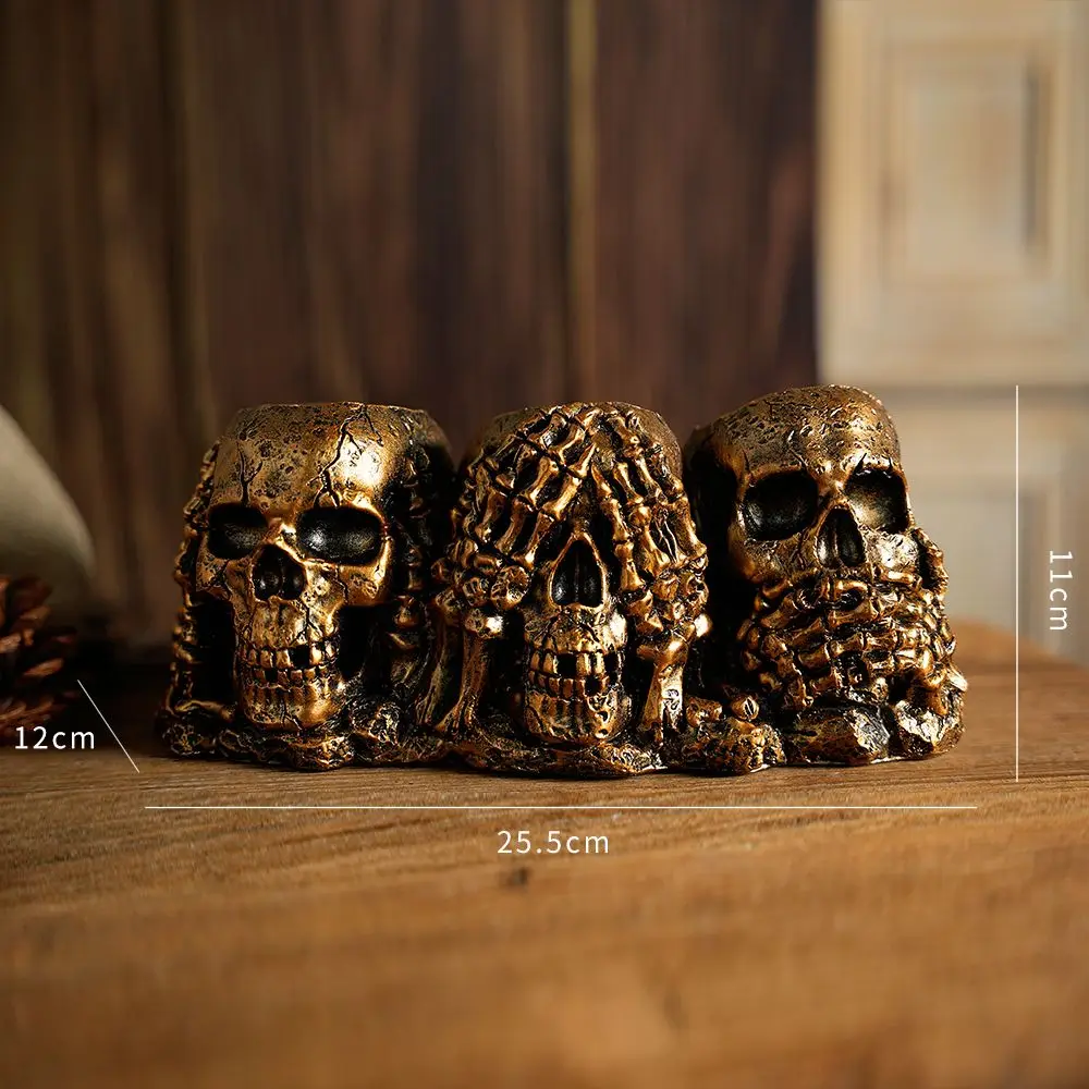 

Creative Halloween Skull Flower Pot Decoration (Resin Material)（not speak, listen, or look.）