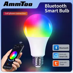 AmmToo Tuya Bluetooth Smart LED lampadina E27 RGB 110V 220V lampade intelligenti per la decorazione della camera da letto illuminazione per feste Smart Life APP