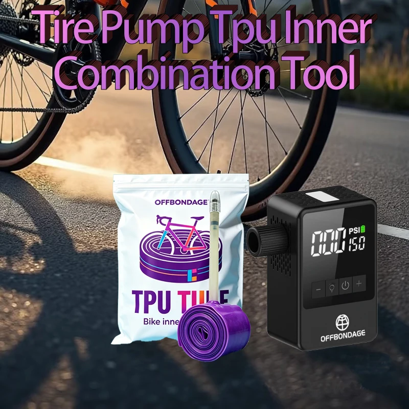 OFFBONDAGE Portable Tire Inflator 45g 700c TPU Bicycle Tube Combination Tool Wireless Pump French Valve MTB Road Bike Accessorie