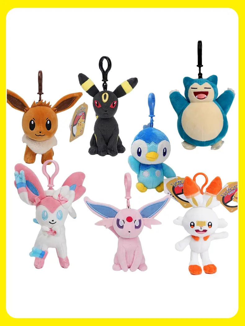 Pokemon Pikachu Mew Squirtle Eevee Charm ander Kawaii Plüsch tier Anhänger Stofftiere Rucksack Anhänger Schlüssel ring kleine Puppe Geschenk – Detail 2