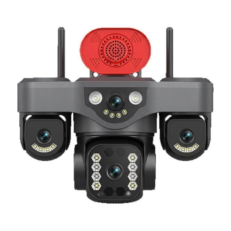 [NEW!A25P】 Outdoor 8MP Wifi IP Camera 4-Lens 4-Screen Wireless Security PTZ CCTV Video Surveillance AI Tracking EU Plug