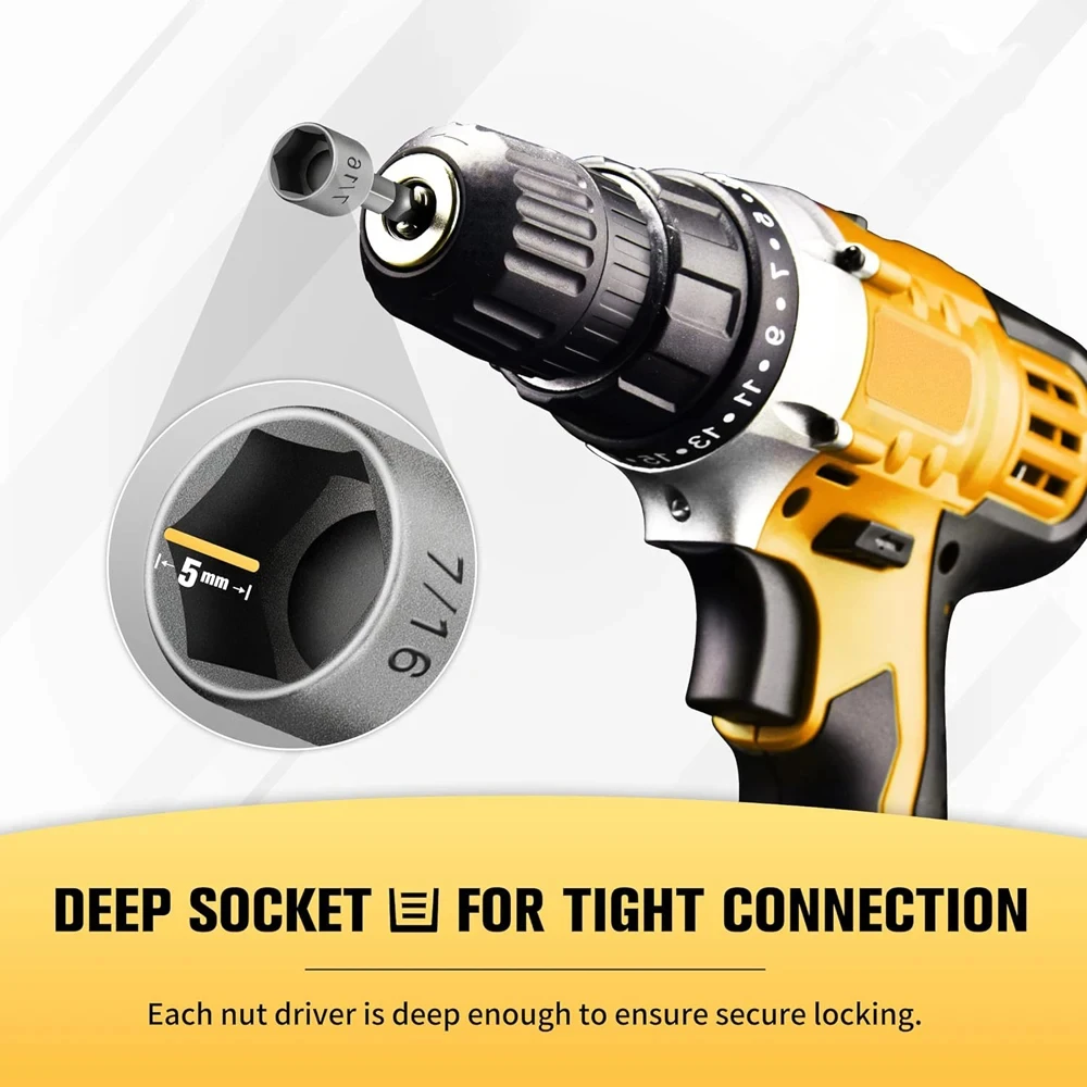 9/14PCS Powerful Socket Hexagonal Wrench Hexagonal Handle Screwdriver Socket Extension Rod Pneumatic Screwdriver Insert Tool Set gallery 4