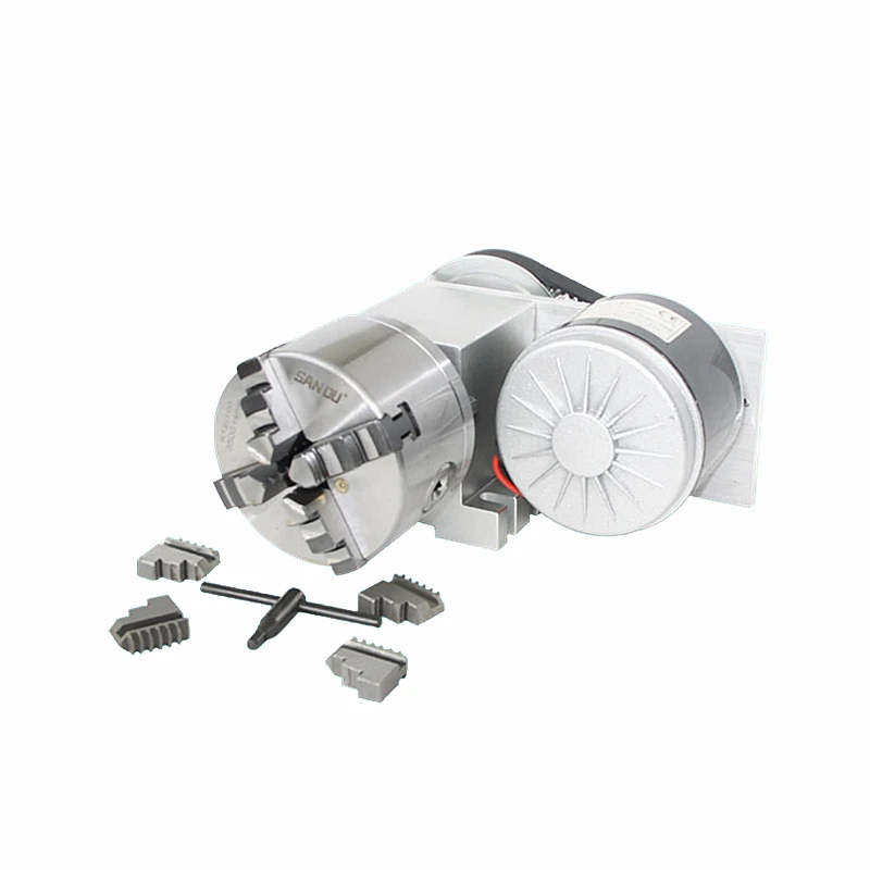 Adjustable-Speed Rotary A 4th Axis Dividing Head 100 Chuck with Power Supply Speed Controller for CNC Router Milling Machine