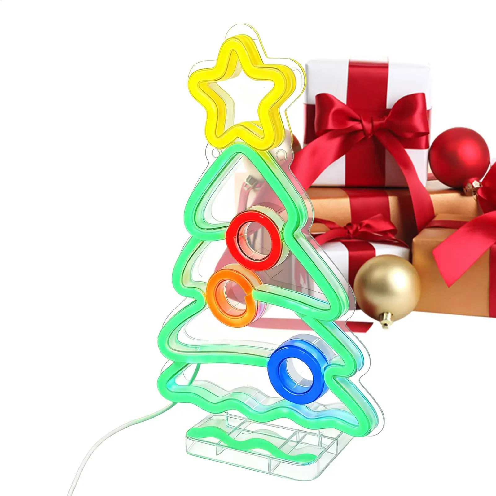 Christmas Neon Sign USB Interface Vertical Ambient Lamp Christmas Led Sign For Mantel Fireplace Stair Outdoor Porch Railing
