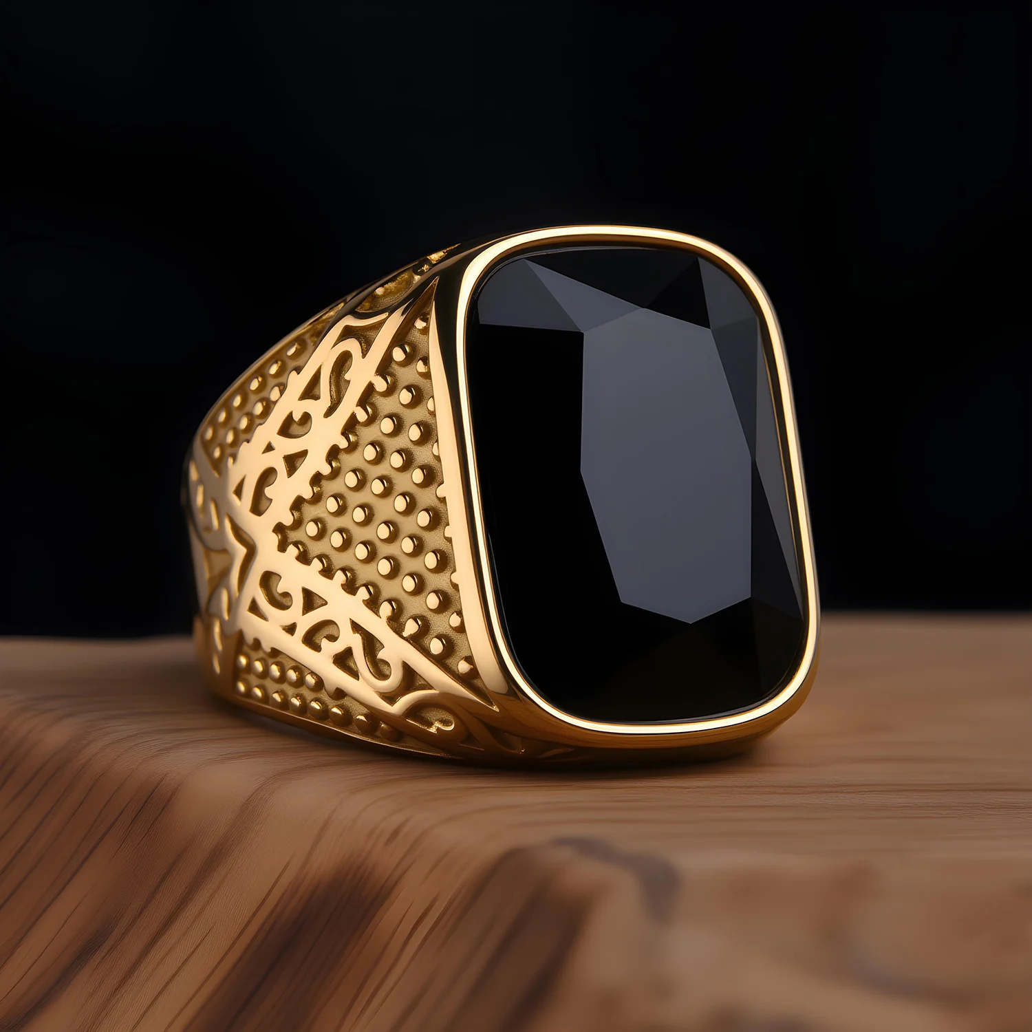 Men\'s High Quality Vintage Stainless Steel Gemstone Styles Ring Jewelry
