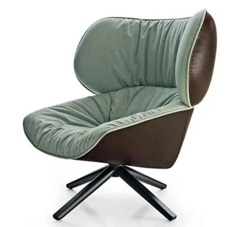 Creative Balcony Small Apartment Living Room Pastoral European American Mediterranean Recliner Fabric Rotate Leisure Chair