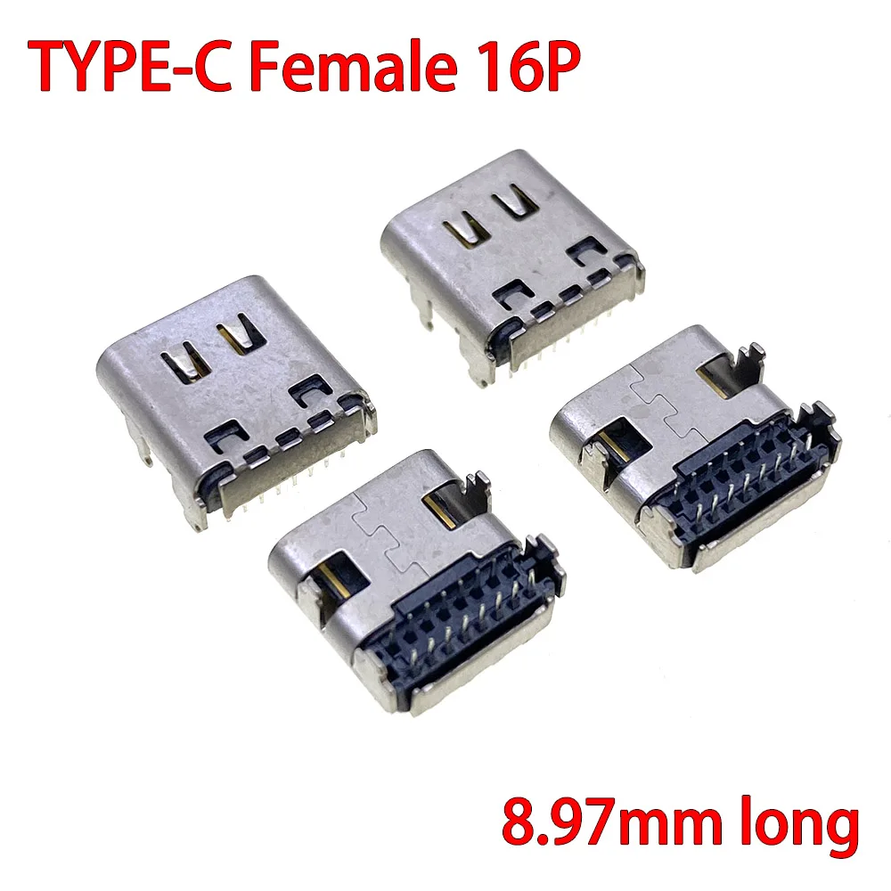 

TYPE C female socket 16P dual row plug-in board DIP TYPE C female socket 16P dual row full plug-in board 8.97 long USB connector