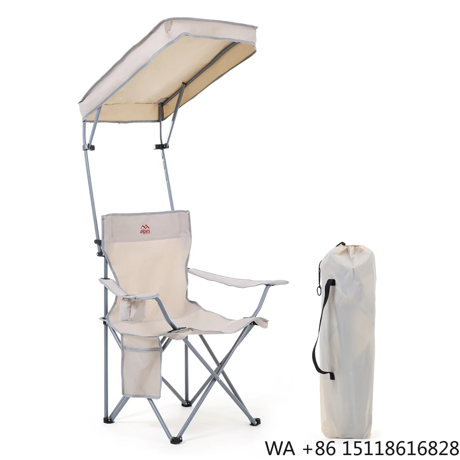 NBT Outdoor Aluminum Canopy Armchair Single Beach Chair Portable Lightweight Camping Oxford Cloth Folding Chair Fishing Hiking