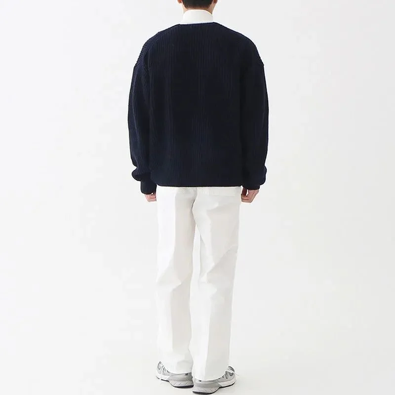 Knitted Cardigan Jacket New Style Spring and Autumn Men's Knitted Sweater Loose Solid Color Handsome Cardigan Sweater