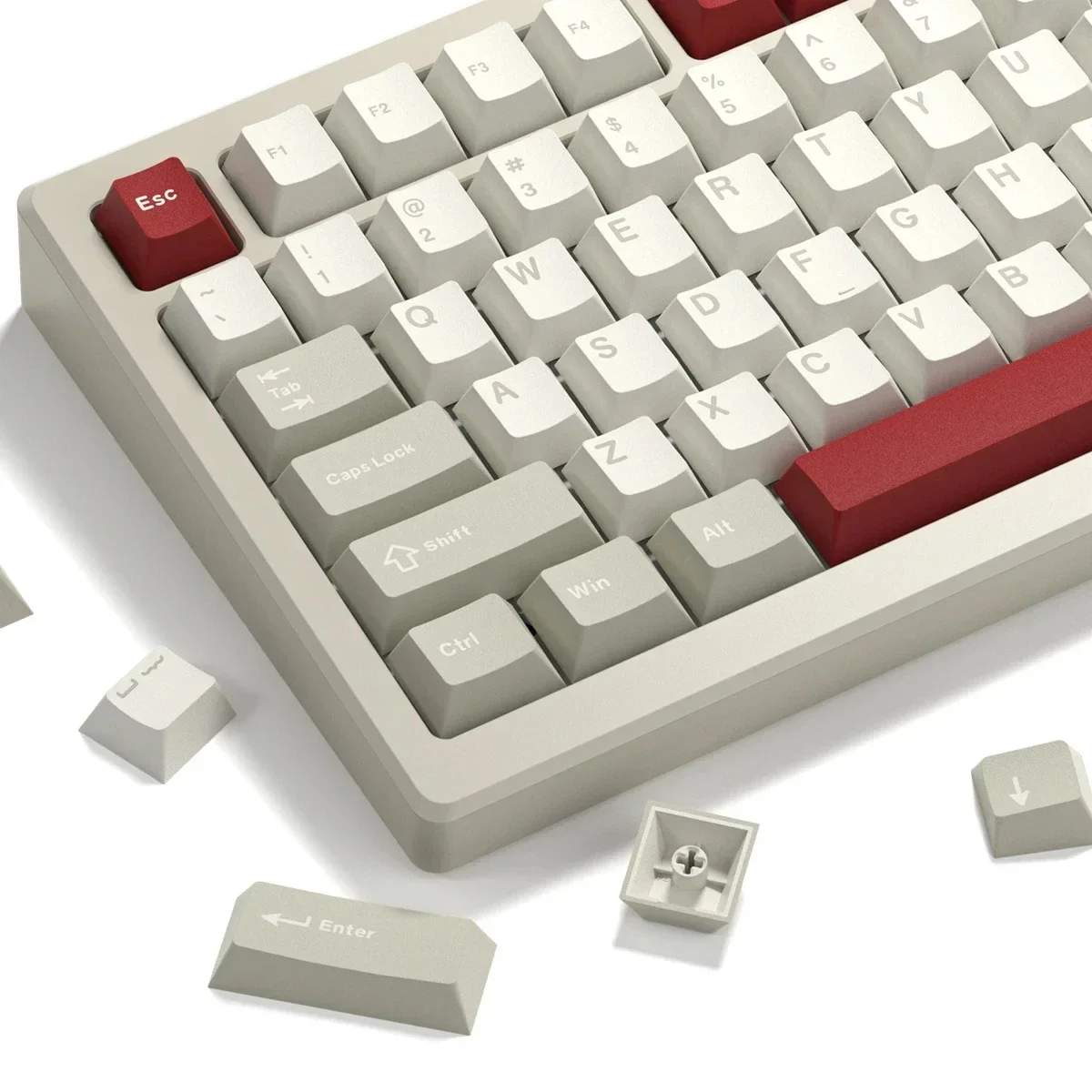 138 Keys Keycaps Vintage Grey Custom Keycaps Cherry Profile Retro Keycaps for MX Switches Mechanical Keyboard