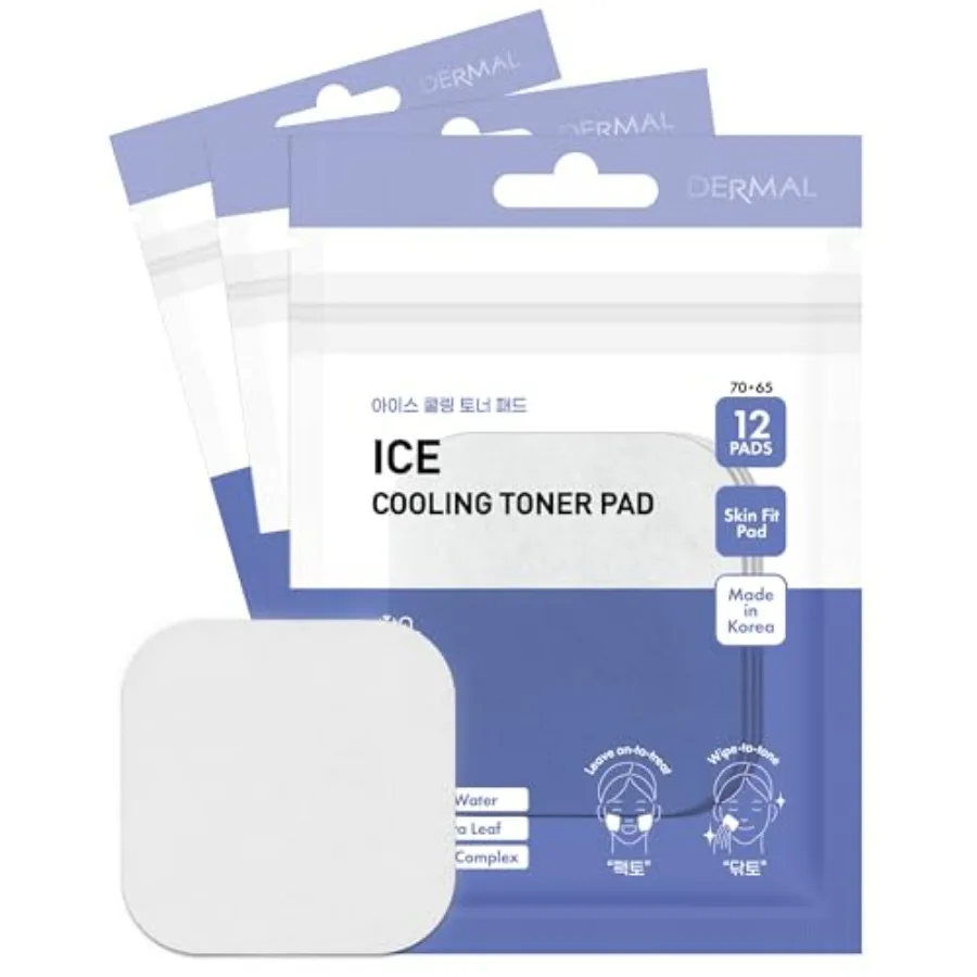 DERMAL Cooling Toner Pad - Korean Soothing and Hydrating Toner Pads with Aloe Vera - After Suncare, Sunburn Relief, Redness Rel