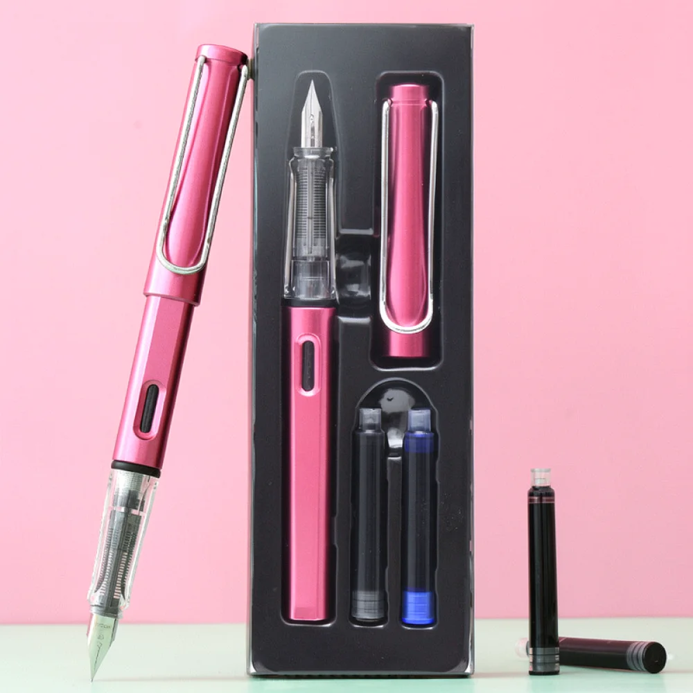 Student Fountain Pen Ergonomic Grip Stationery Iridium Nib Ink Sac System Writing Tool Calligraphy Office School Gift