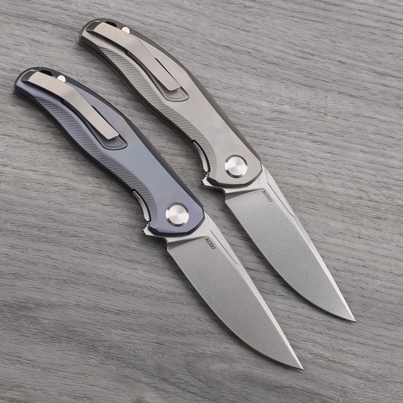 M390 Steel Titanium Alloy Handle Folding Knife Outdoor Camping Survival High Hardness Sharp Portable Tool EDC