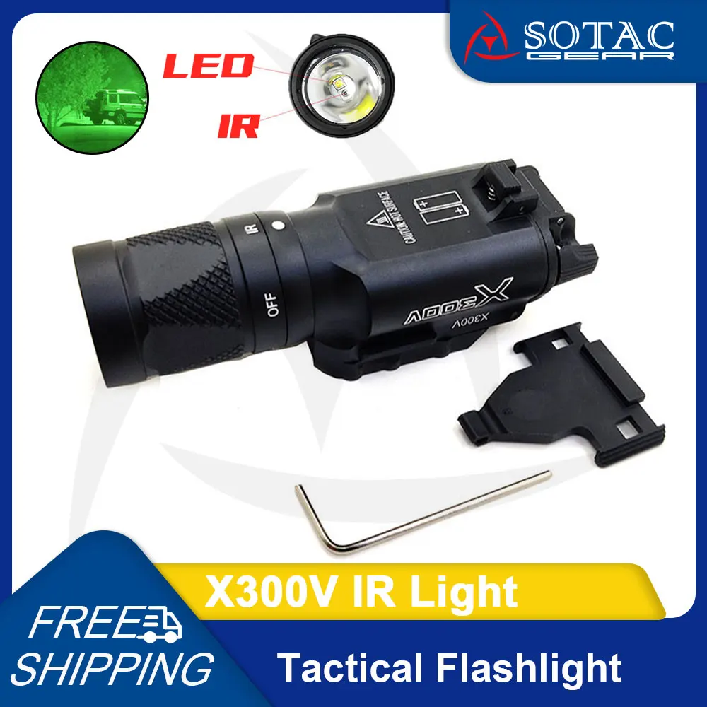 

Tactical X300V IR Scout Light Weaponlight IR Illumination and LED White Hunting 500 Lumens X300V Flashlight Weapon Lights ﻿