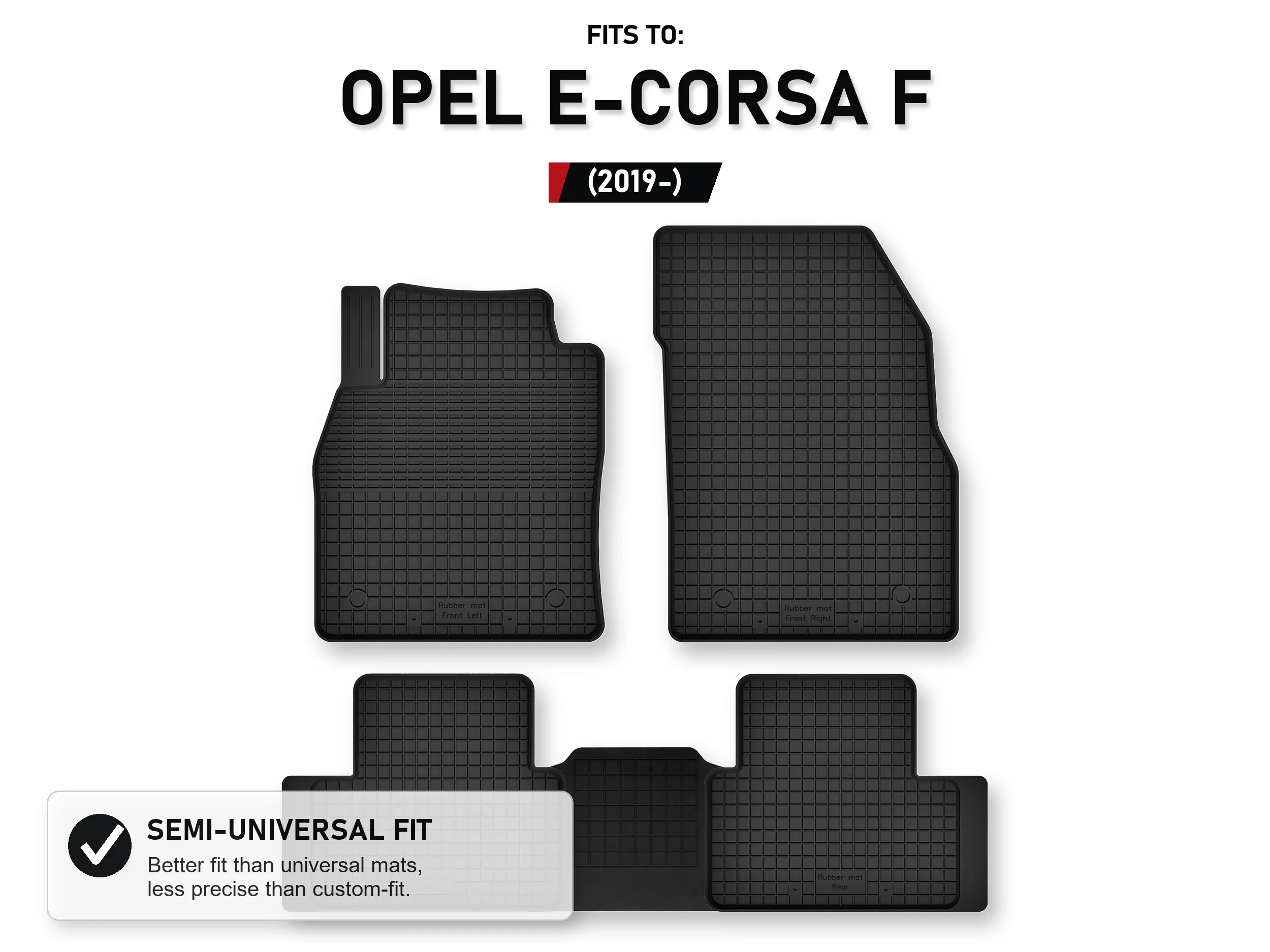 Rubberen matten Tray Type met tunnel voor: Opel E-Corsa F 2019- 5 stuks