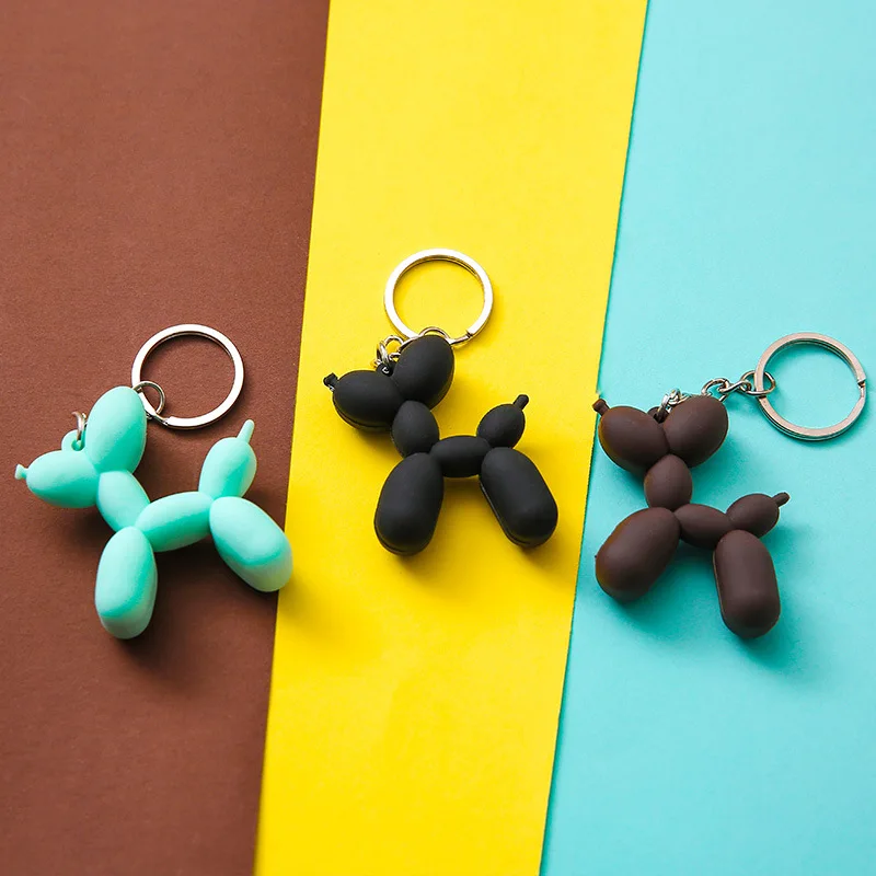 LLavero de moda Punk globo perro llaveros de perro de goma suave para mujer bolso colgante joyería baratija llavero de coche para hombre