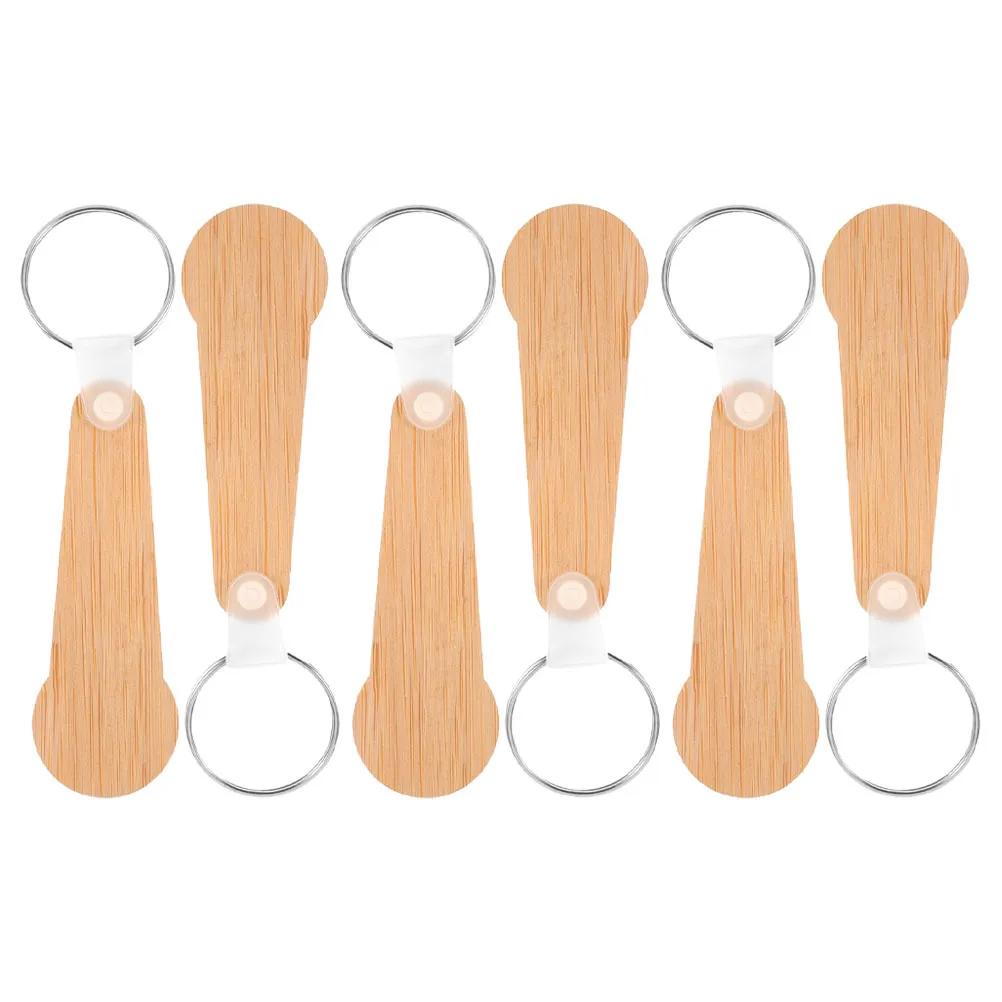 LLavero de ficha de carrito de compras de madera, soporte para monedas de bambú, llavero ligero para viajes de comestibles prácticos, 6 uds.