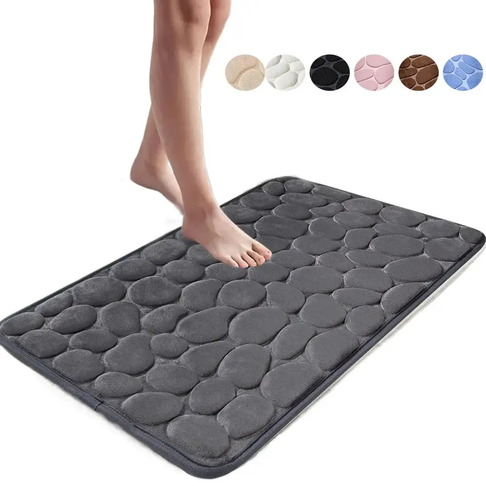 

Коврик для ванной с тиснением из булыжника, нескользящие ковры, водопоглощающие моющиеся коврики для ванны, коврик для душа, декор для ванной комнаты