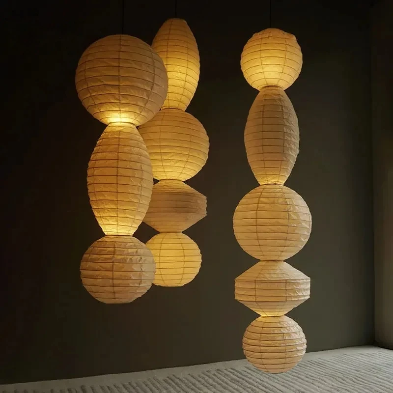 Wabi-sabi Pendant Lights Led E27 Rice Paper Hanging Lamp Home Decor Living/model Room Villa Hall