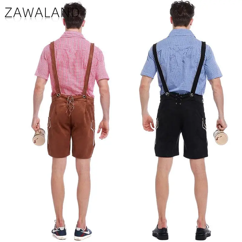 Zawaland-Disfraz de Cosplay de Festival de cerveza para adultos, tirantes divertidos para hombre, pantalones de longitud media, ropa de rendimiento