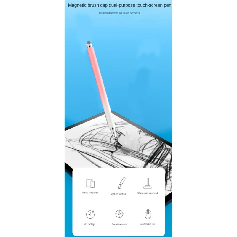 Magnetic Dual-Use Handwriting Stylus Transparent Disc Built-In Suction Cup Phone Tablet Universal Capacitive Pen