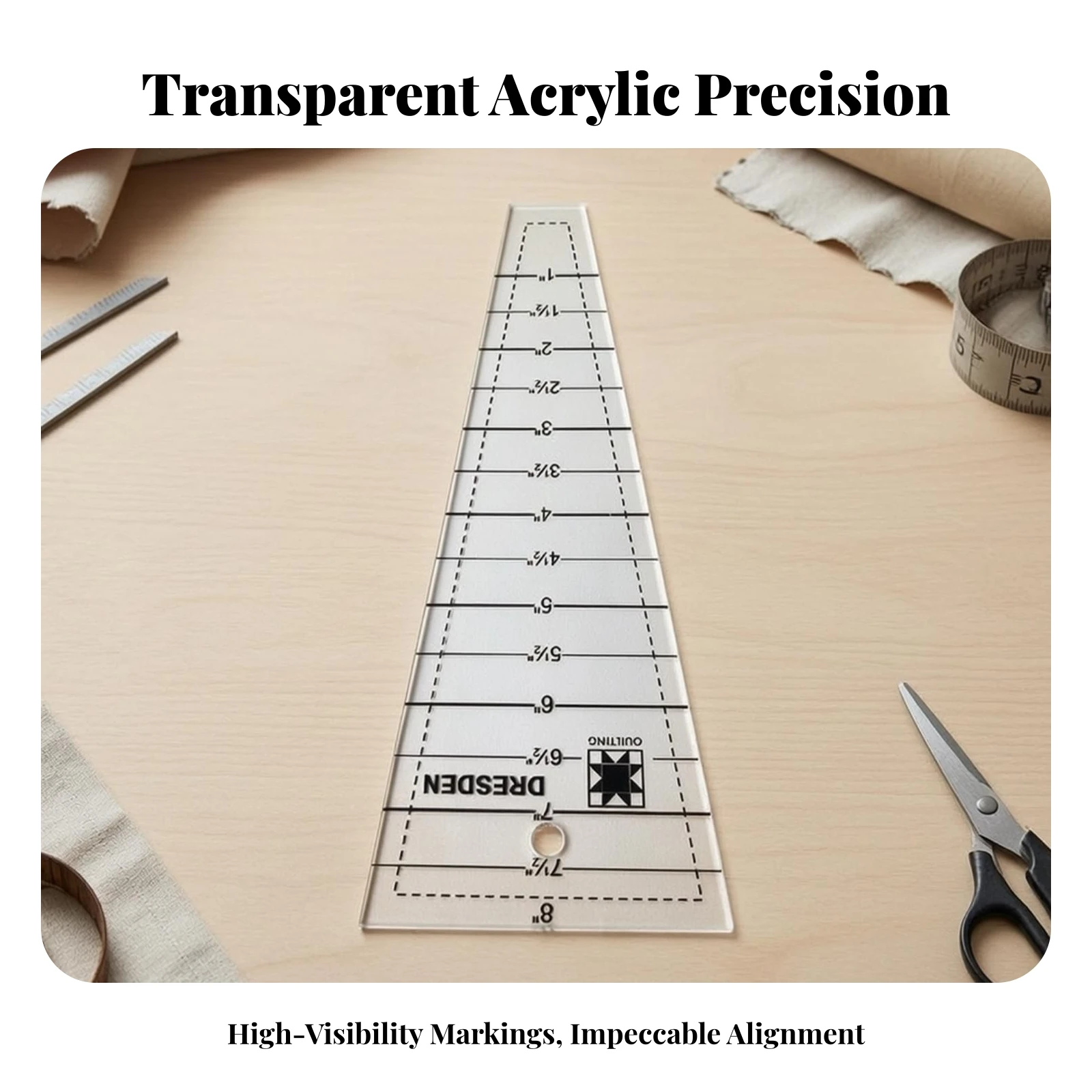 Triangle Quilting Ruler Accurate Triangle Quilting Template Acrylic Template Ruler Easy to Use Patchwork Rulers view 4