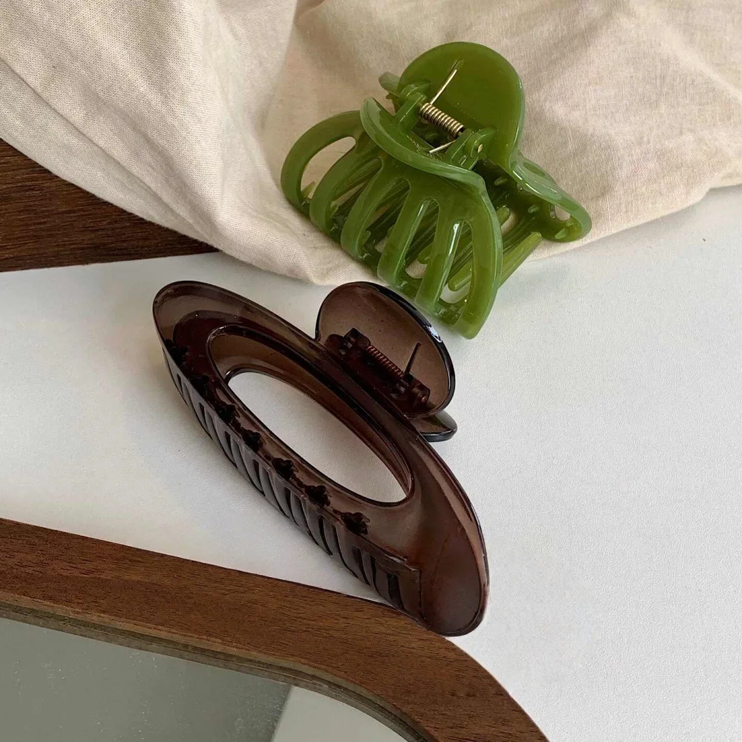 2Pcs Vintage Hollow Pumpkin Ellipse Large Hair Clip Claw Geometric Styling Tools Ponytail Holder Clip Hair Accessories Women