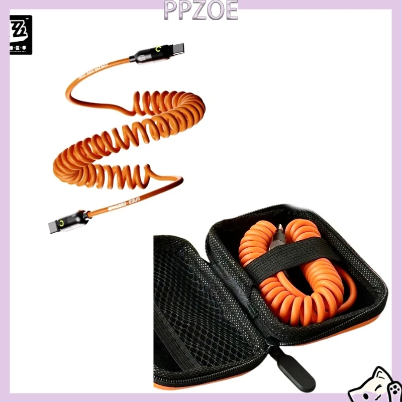 ZZZ Rapid Power Spring Coiled Charging Cable High Speed Retractable Fast Charging Data Cable Compatible With Smartphones