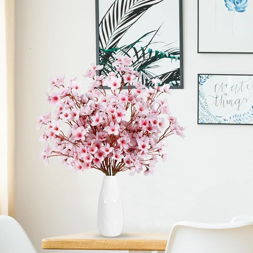 

Artificial Flowers Silk Peach Blossom Arrangement Home Room Wedding Table Party OutdoorYard Garden Festival DIY DecorAccessories