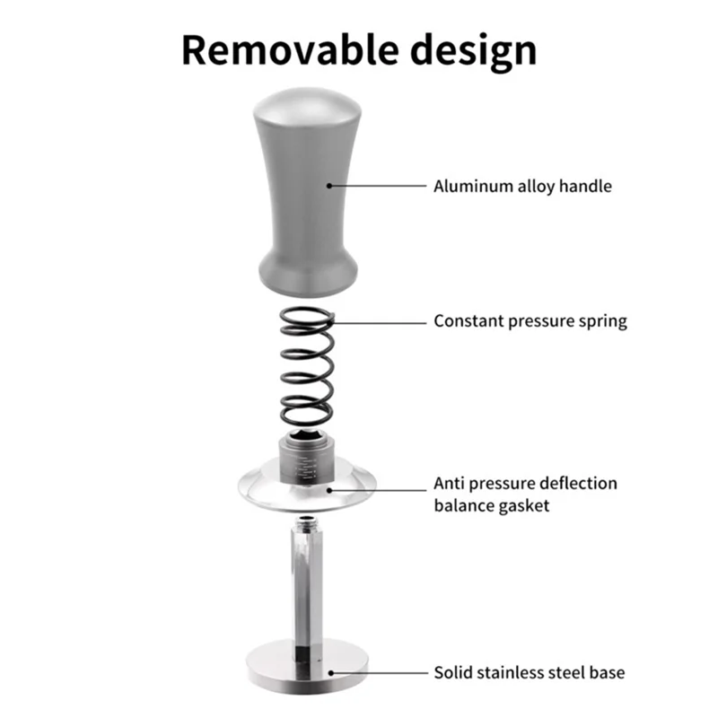 75STO-Tamper 58Mm Adjustable Depth With Graduated 30Lb Espresso Spring Calibrated Tamper