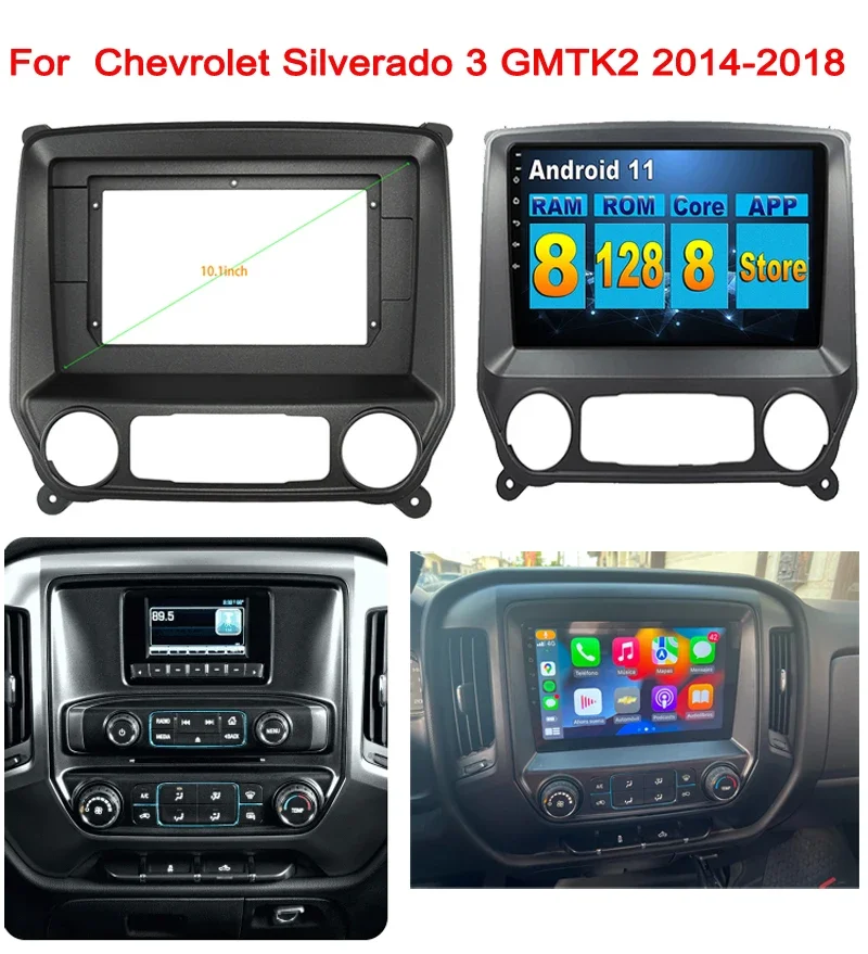 

10.1" Car Radio Installation DVD GPS Mp5 Plastic Fascia Panel Frame for Chevrolet Silverado 3 GMTK2 2014 -2018 Dash Mount Kit